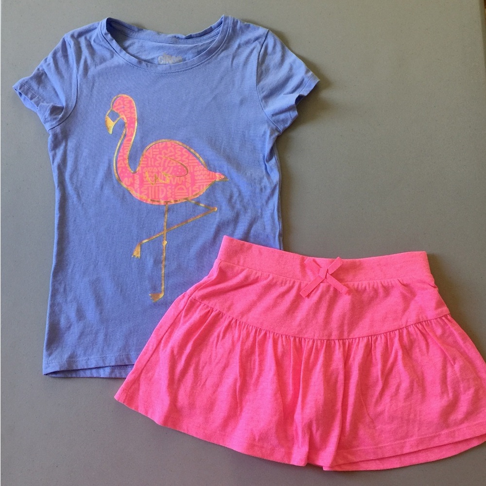 Tshirt Pink Skort Outfit Girl’s M 7 8 Flamingo Circo Children’s Place